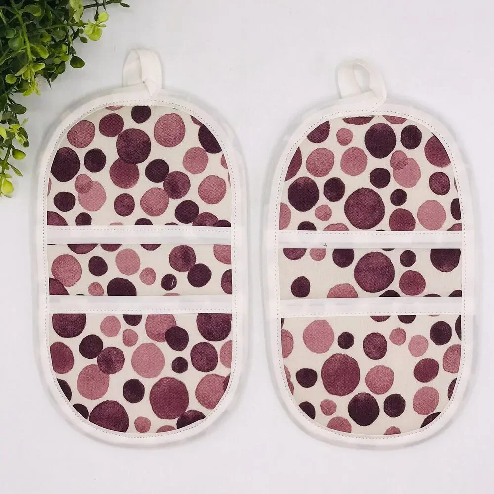 Set of 2 Finger Hotpad Potholders, Faded Purple Dots, 2 Piece Set
